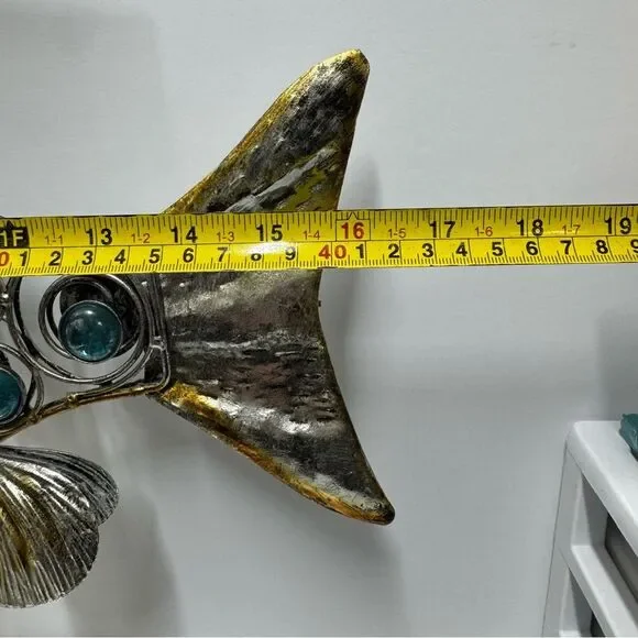 Fish Metallic Glass Statue Figure Metal Abstract 16 ½” Tall & Wide - Picture 6 of 8